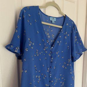 Women's 3/4 Flutter Sleeve Daisy Melody Blouse, Large